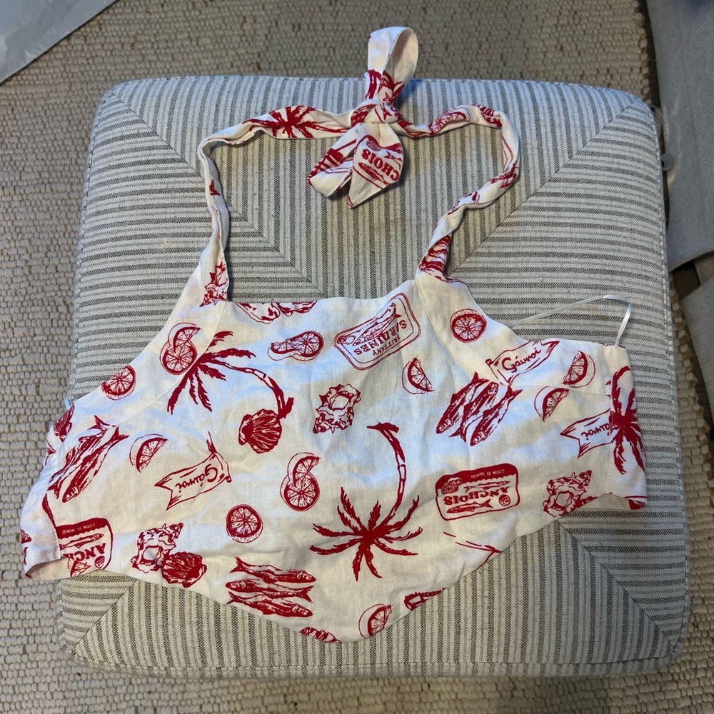 Cotton on  Red and White Mediterranean Halter Top